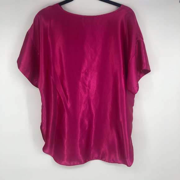 Vintage Sleep Shirt Dress Nightie Magenta Large - Picture 2 of 6